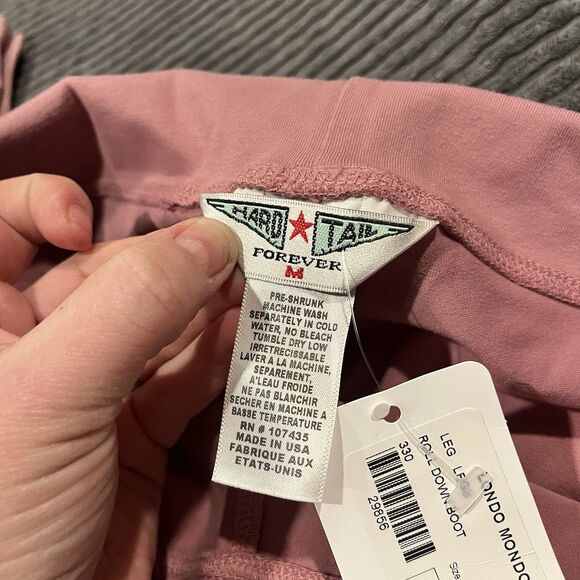 NWT Hard Tail Y2K Rolldown Bootcut Flare Yoga Pant Legging Baby Pink Size Medium - Picture 3 of 7